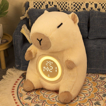 Cute Capybara Shape Plush Toy Bedside Lamp for Bedroom Alarm Clock with Night Light Birthday Gift