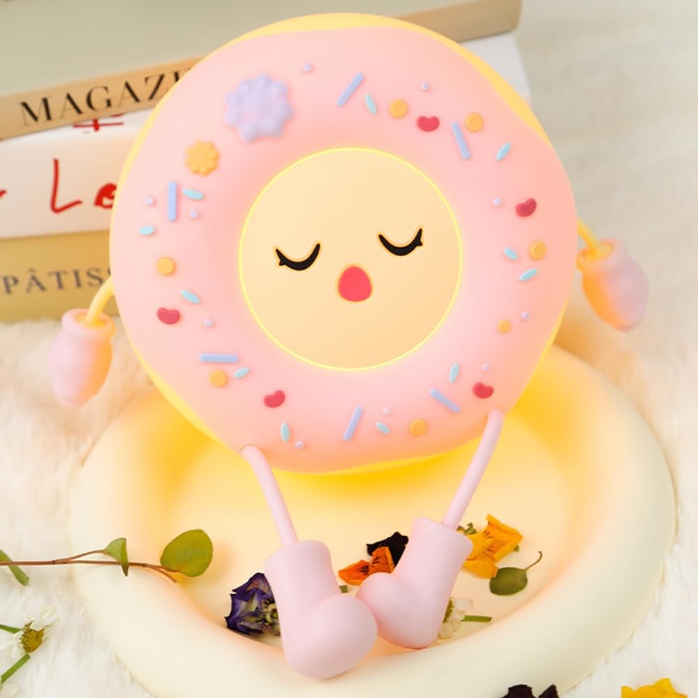 Cartoon Donut Shape Night Light Cute Bedside Lamp Nursery Feeding Light Birthday Gift