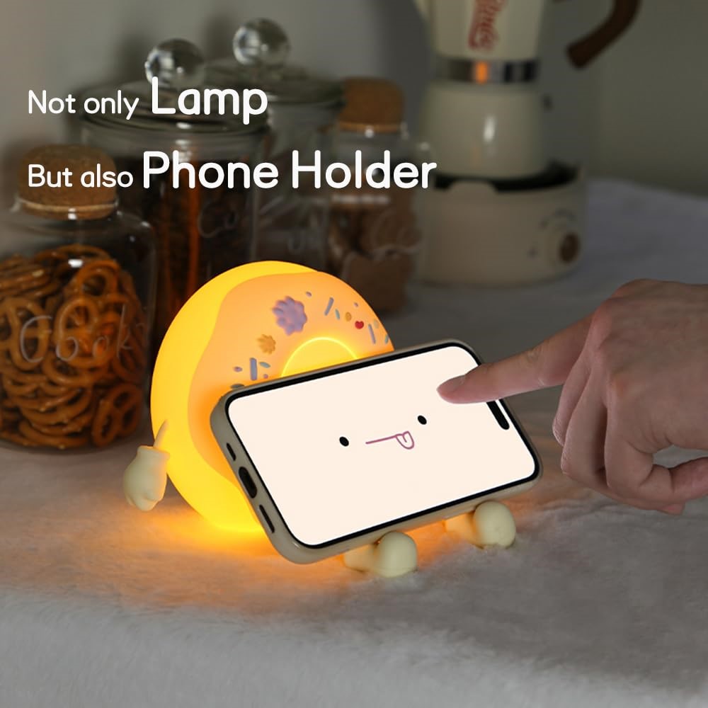 Cartoon Donut Shape Night Light Cute Bedside Lamp Nursery Feeding Light Birthday Gift