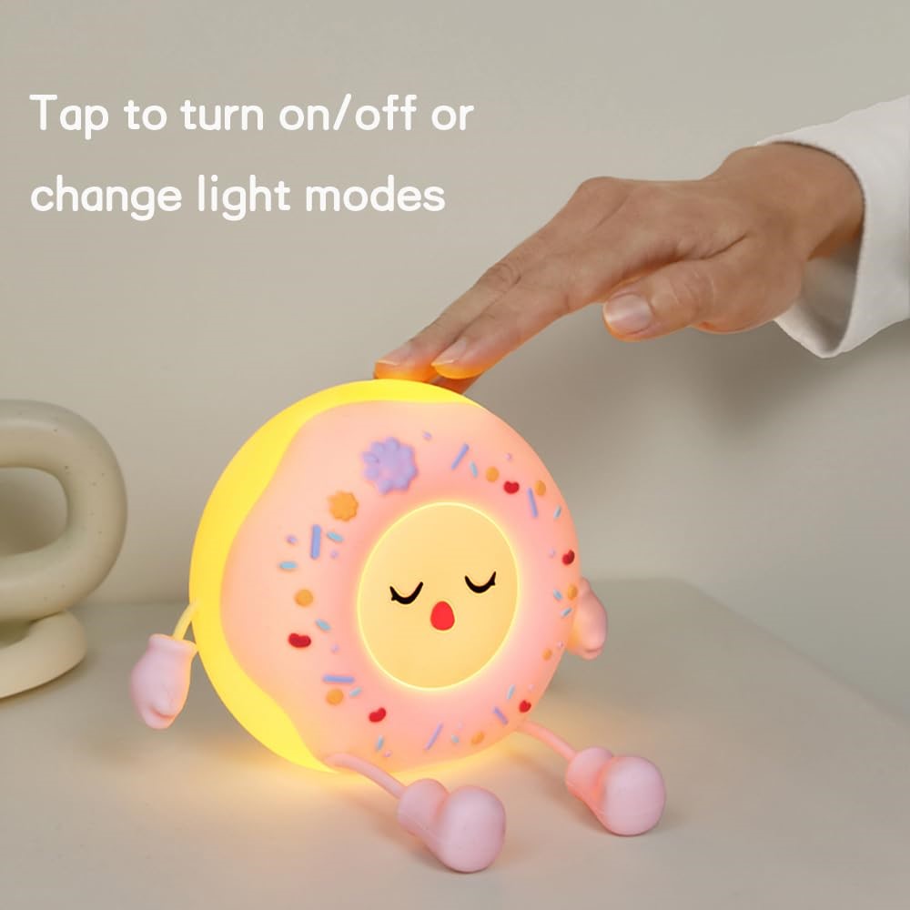 Cartoon Donut Shape Night Light Cute Bedside Lamp Nursery Feeding Light Birthday Gift