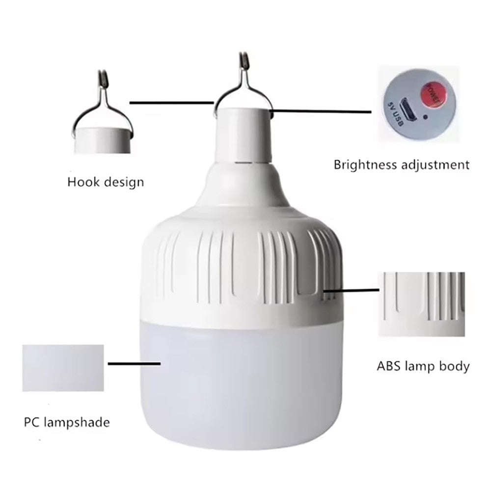 100W 95mm Outdoor Camping Lantern 5 Modes USB Rechargeable Tent Hanging LED Light Bulb