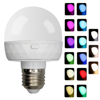 RGB Light Bulb Built-in 3600mAh Battery Remote Control Stepless Dimming LED Mood Light with Detachable E27 Base