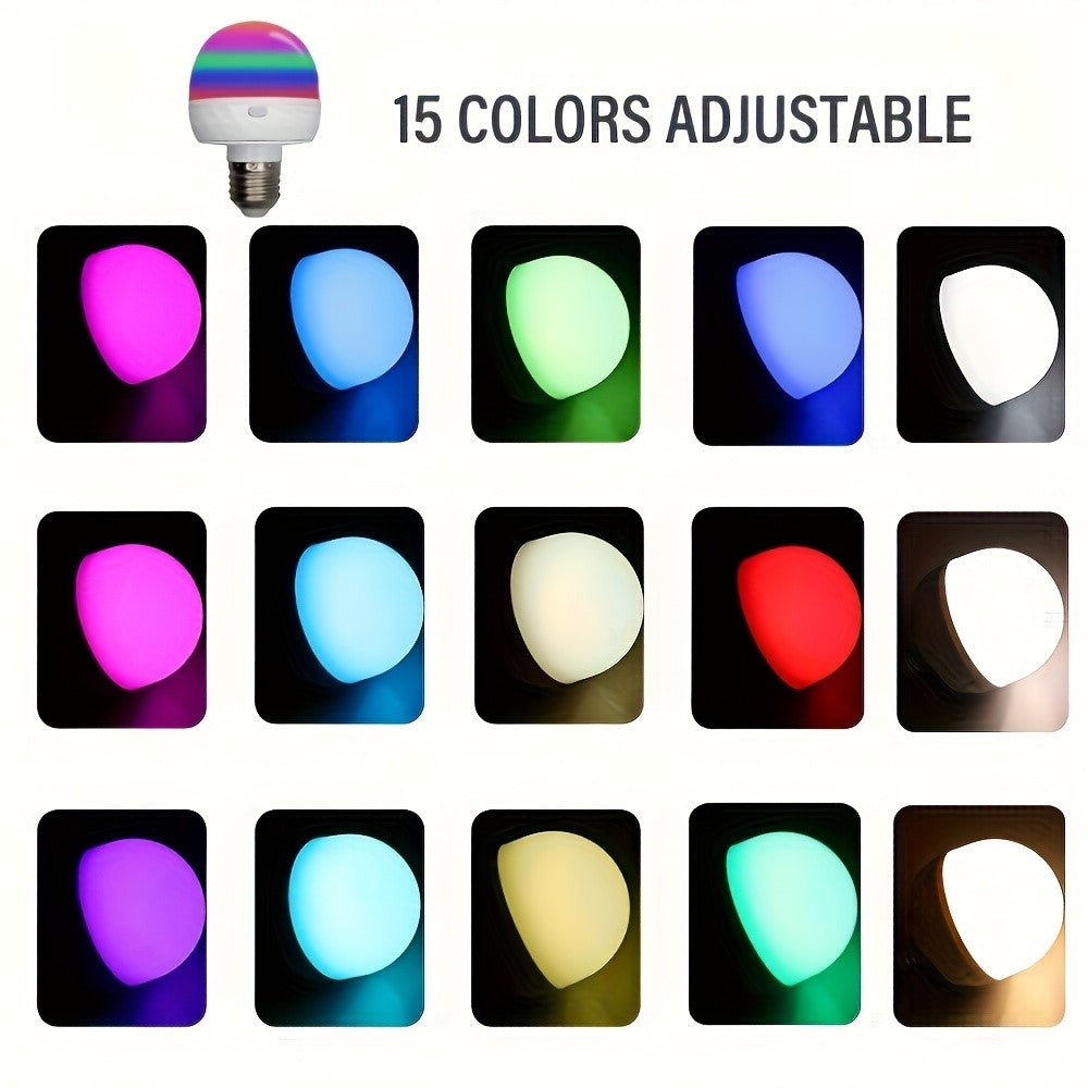 RGB Light Bulb Built-in 2500mAh Battery Remote Control Stepless Dimming LED Mood Light with Detachable E27 Base