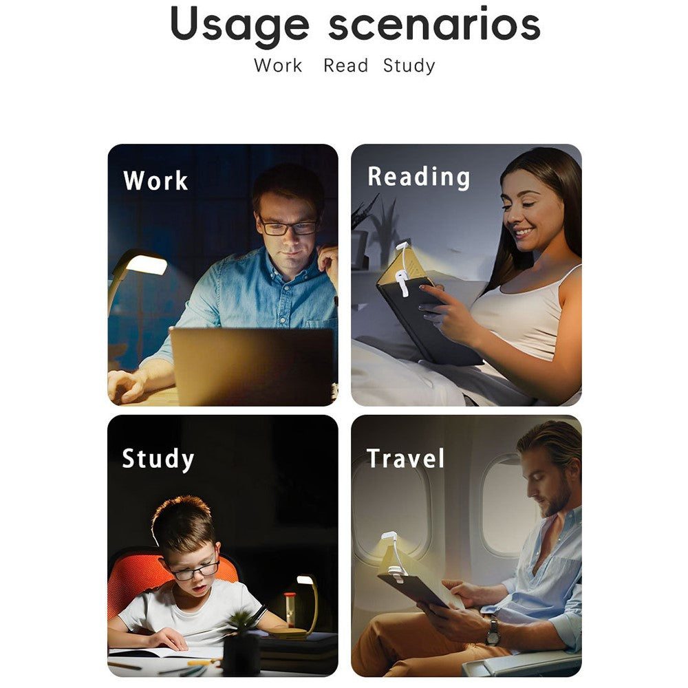 F26 3 Color Temperatures Clip-on Reading Light Mini LED Desk Lamp for Students Study