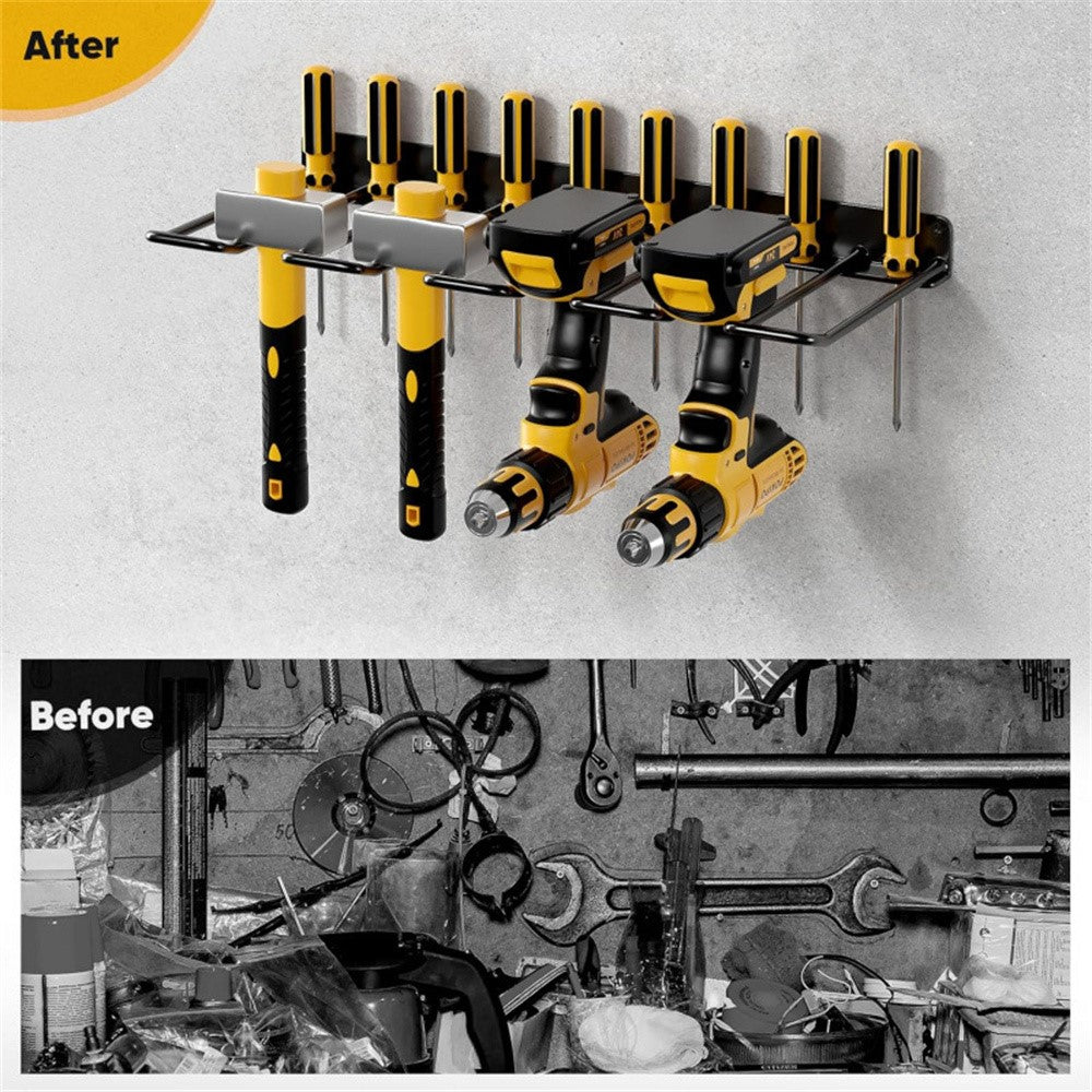 Wall Mounted Drill Tool Organizer Rack Carbon Steel 100LBS Drawdrivers Slots Holder for Garage Workshop