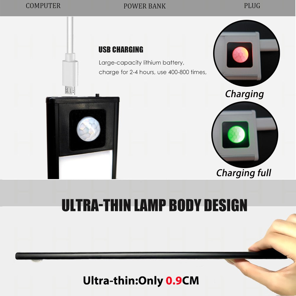 MZ-L1005 20CM LED Motion Sensor Cabinet Lighting Ultra-Slim Closet Light Strip Rechargeable Lamp Magnetic Kitchen Counter Light