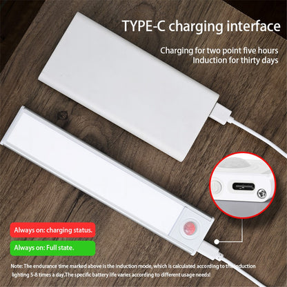 MZ-L1005 20CM LED Motion Sensor Cabinet Lighting Ultra-Slim Closet Light Strip Rechargeable Lamp Magnetic Kitchen Counter Light