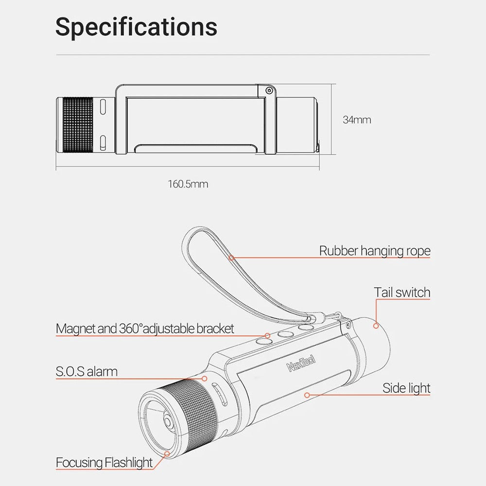 XIAOMIYOUPIN NEXTOOL NE20030 6-in-1 Portable Flashlight Camping Light Alarm Device Power Bank Tool