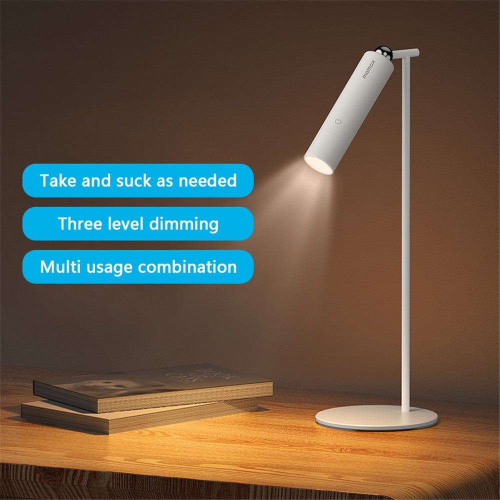 MOMAX QL12 SnapLux Multi-Functional Wireless Magnetic Night Light Brightness Adjustable Desktop Lamp, White