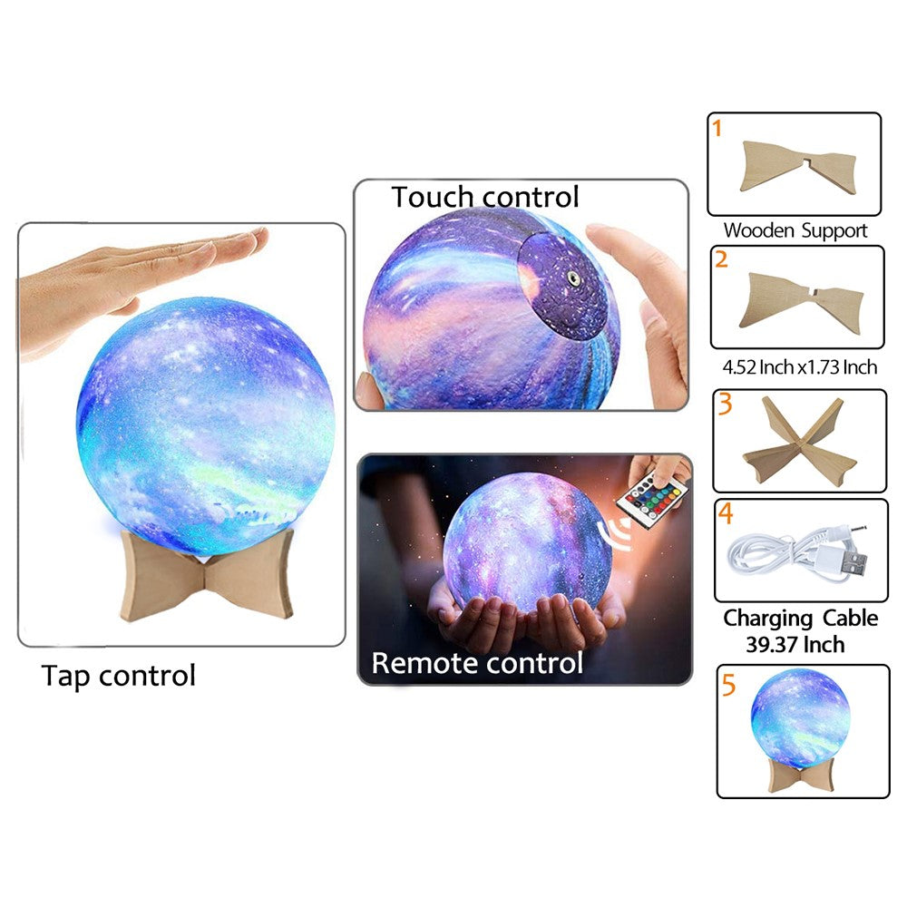 16 Colors LED Moon Light Rechargeable Touch / Tap Control Moon Lamp Home Decor with Remote Control