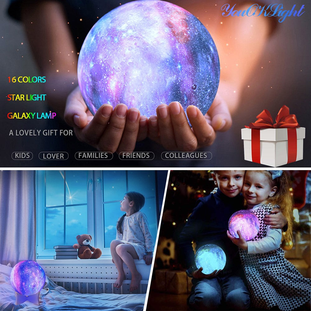 16 Colors LED Moon Light Rechargeable Touch / Tap Control Moon Lamp Home Decor with Remote Control