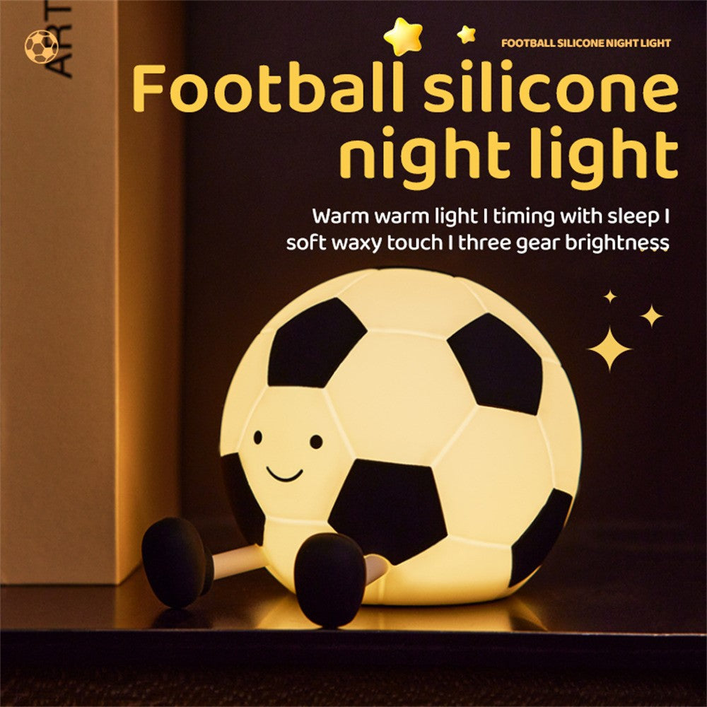 Soccer Night Light Touch Sensor Lamp Rechargeable Silicone Nightlight Home Decor