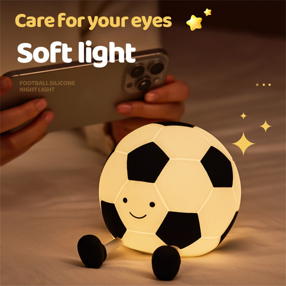 Soccer Night Light Touch Sensor Lamp Rechargeable Silicone Nightlight Home Decor