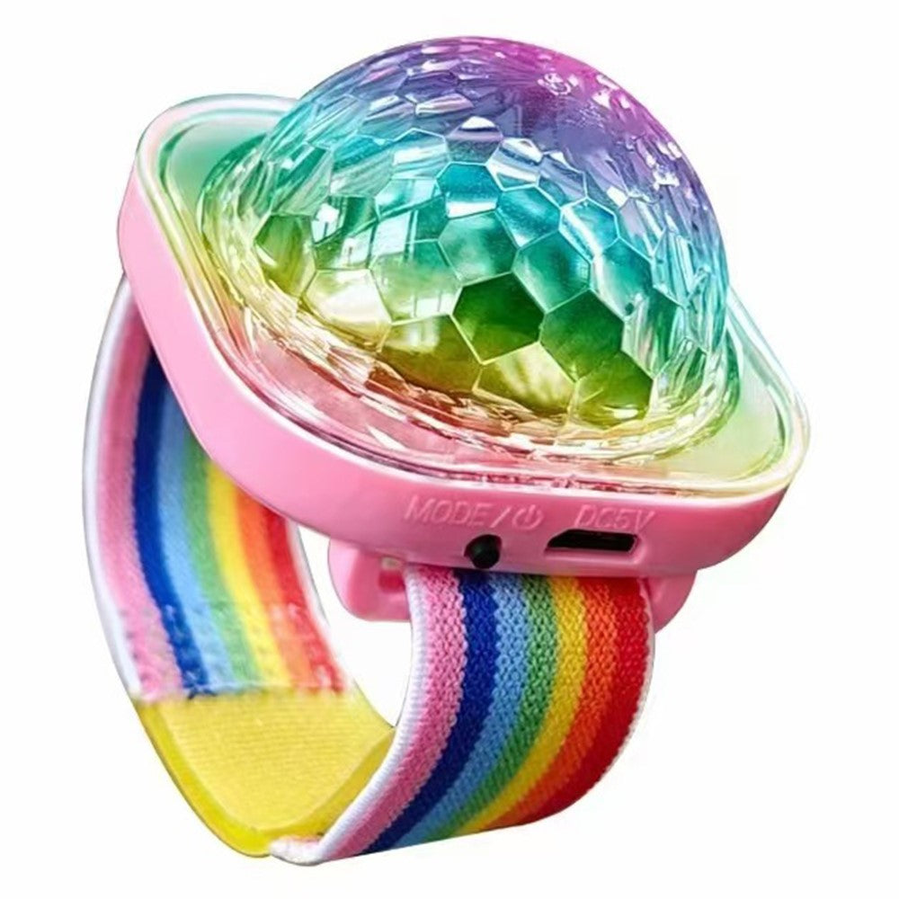 Portable Disco Ball Wristband Light Voice Activated Party Lamp USB Rechargeable Flashing Light