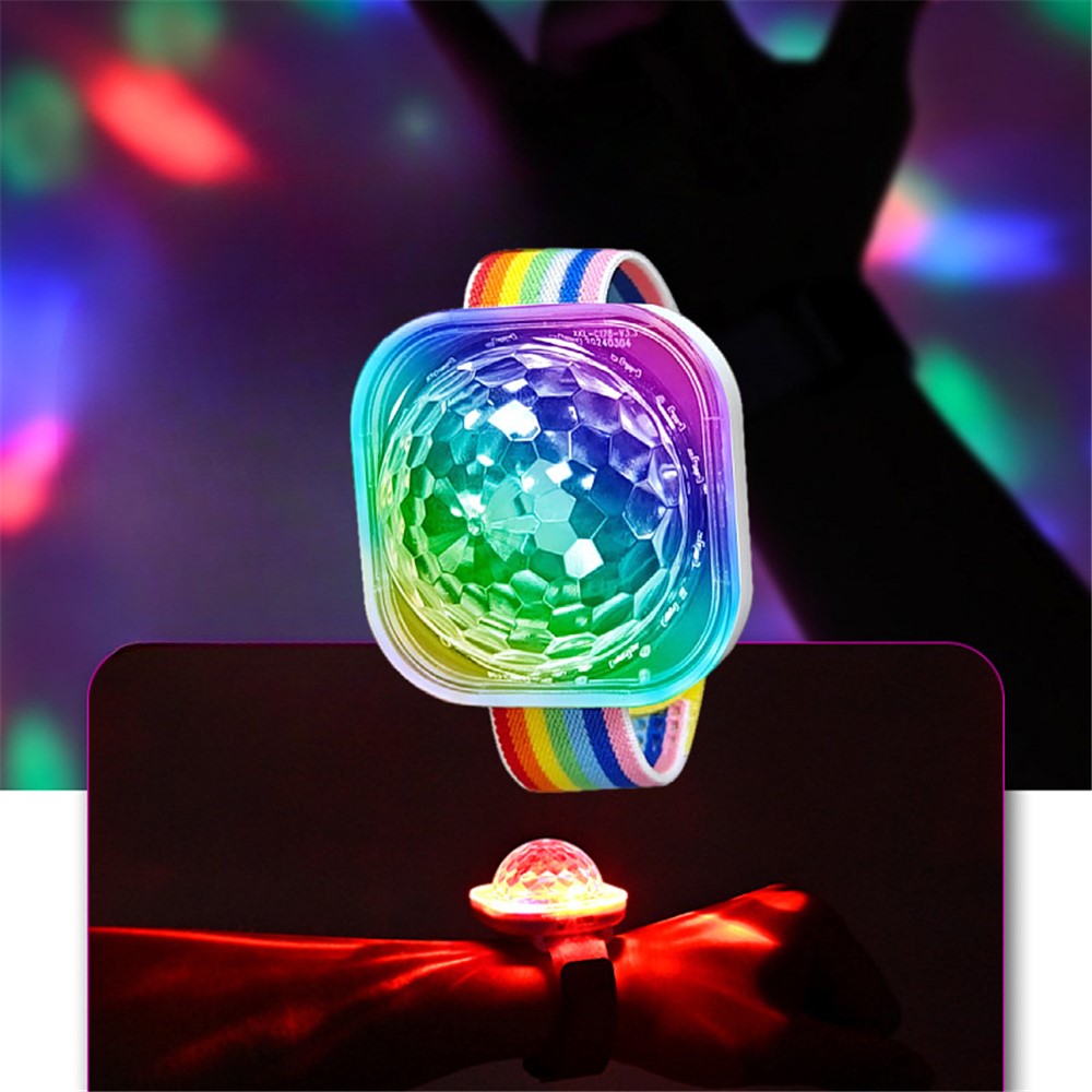 Portable Disco Ball Wristband Light Voice Activated Party Lamp USB Rechargeable Flashing Light