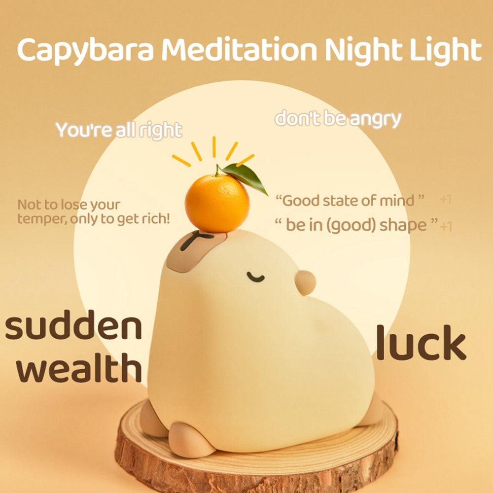 Capybara Cute Night Light LED Animal Nursery Lamp Silicone Tap Control Stress Relief Bedside Companion Lamp