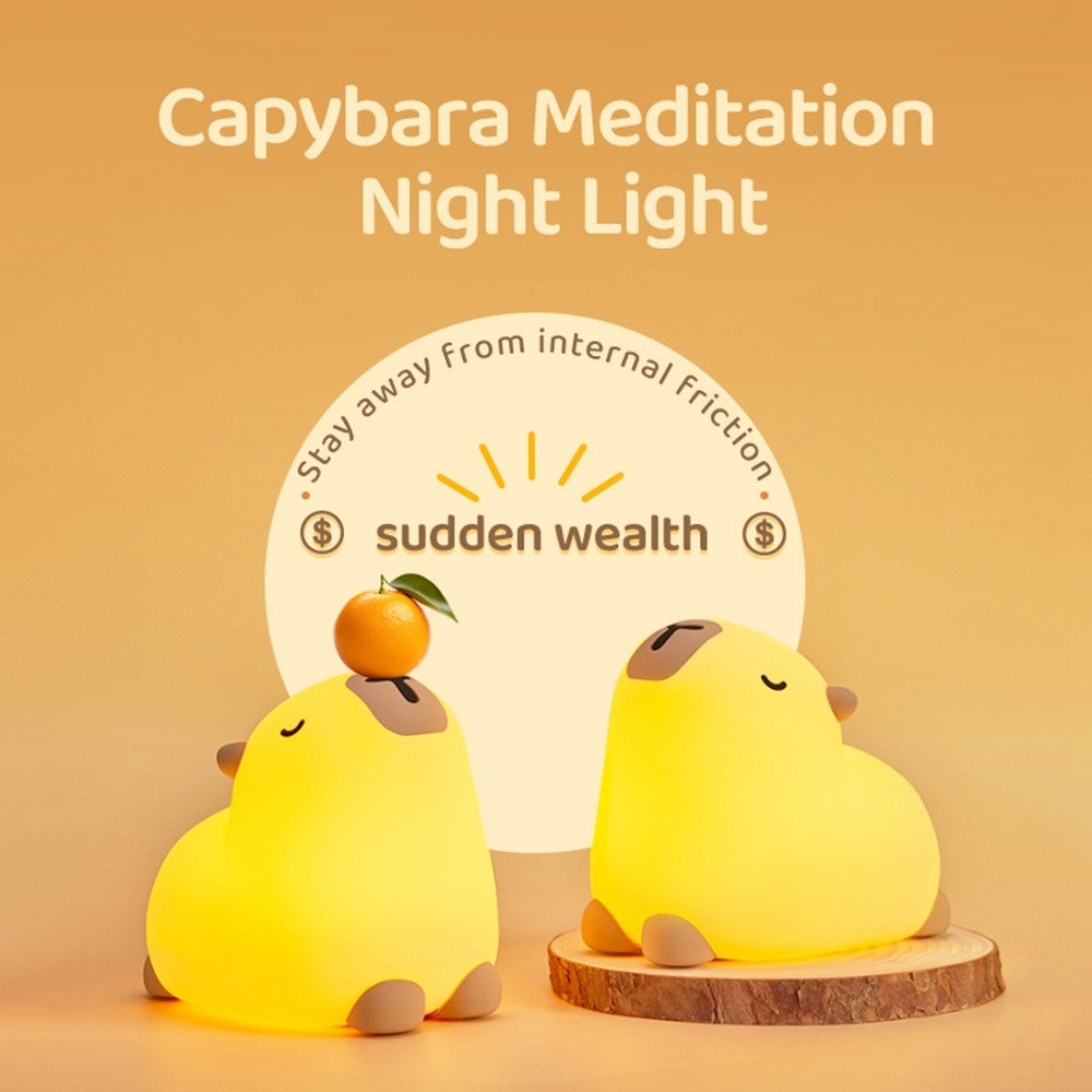 Capybara Cute Night Light LED Animal Nursery Lamp Silicone Tap Control Stress Relief Bedside Companion Lamp