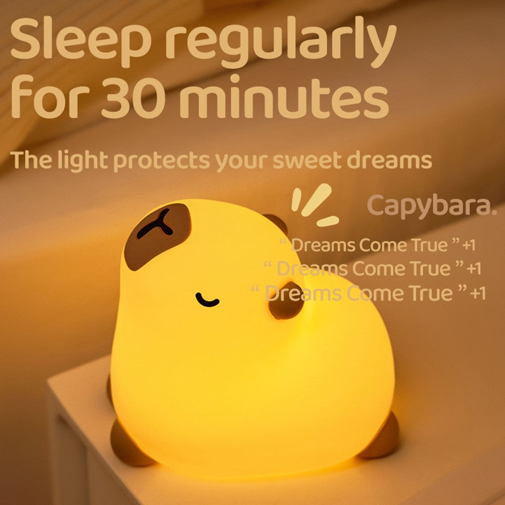 Capybara Cute Night Light LED Animal Nursery Lamp Silicone Tap Control Stress Relief Bedside Companion Lamp