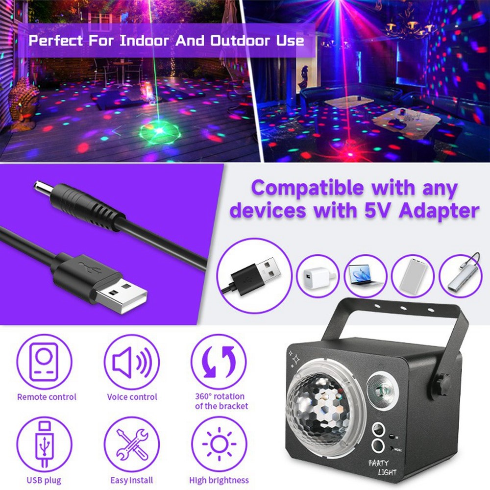 Rotating Magic Ball Laser Light RGB LED Strobe Sound Activated Projector Lamp for Bar / KTV / Disco