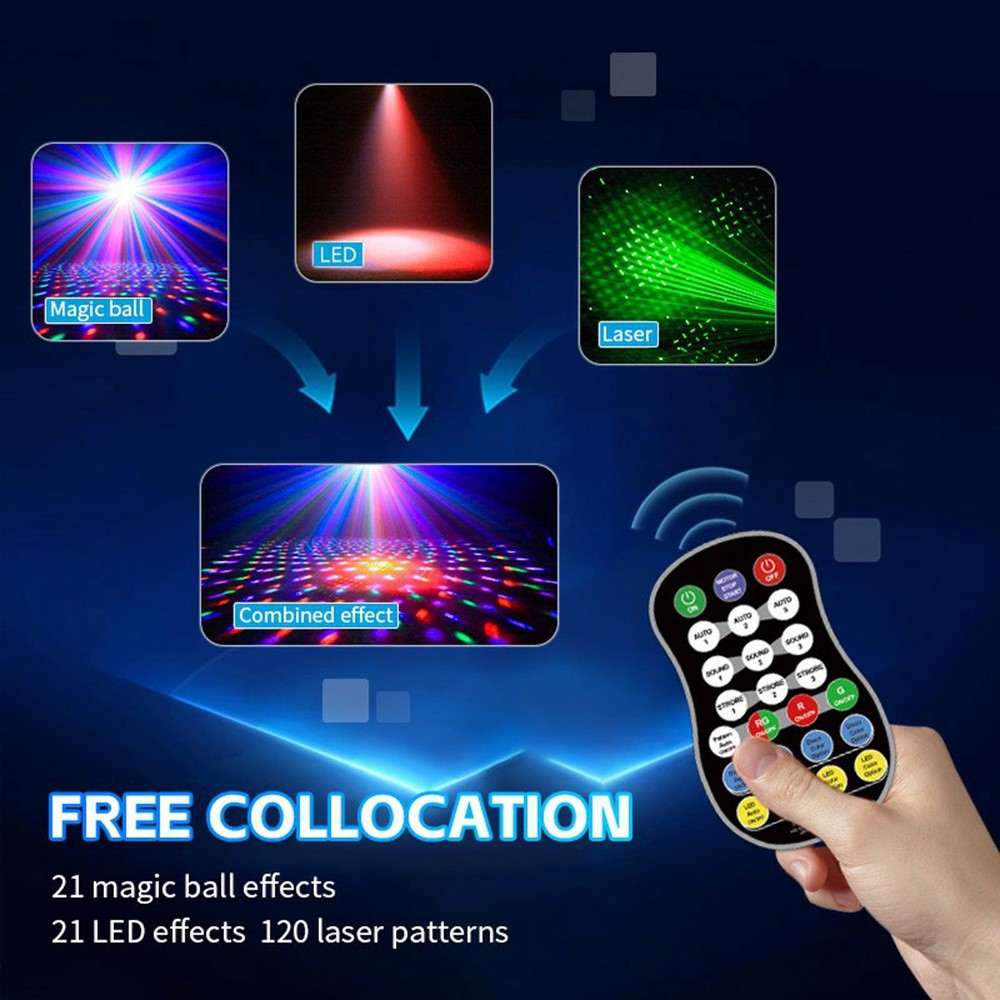 Rotating Magic Ball Laser Light RGB LED Strobe Sound Activated Projector Lamp for Bar / KTV / Disco