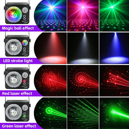 Rotating Magic Ball Laser Light RGB LED Strobe Sound Activated Projector Lamp for Bar / KTV / Disco