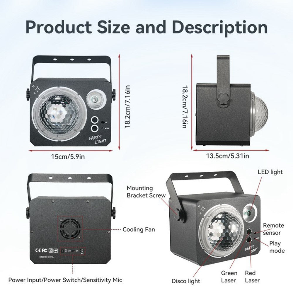 Rotating Magic Ball Laser Light RGB LED Strobe Sound Activated Projector Lamp for Bar / KTV / Disco
