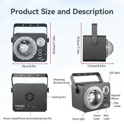 Rotating Magic Ball Laser Light RGB LED Strobe Sound Activated Projector Lamp for Bar / KTV / Disco