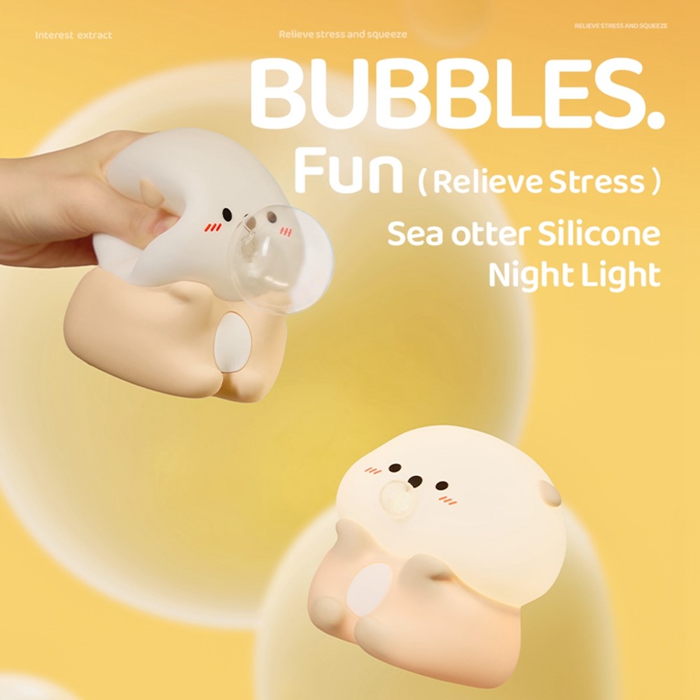 A066 Otter Bubble Blowing Night Light Baby Squishy Adorable Silicone Lamp
