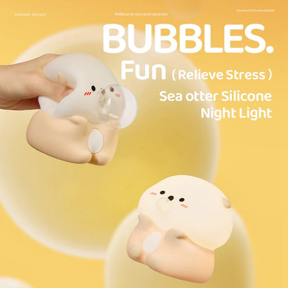 A066 Otter Bubble Blowing Night Light Baby Squishy Adorable Silicone Lamp