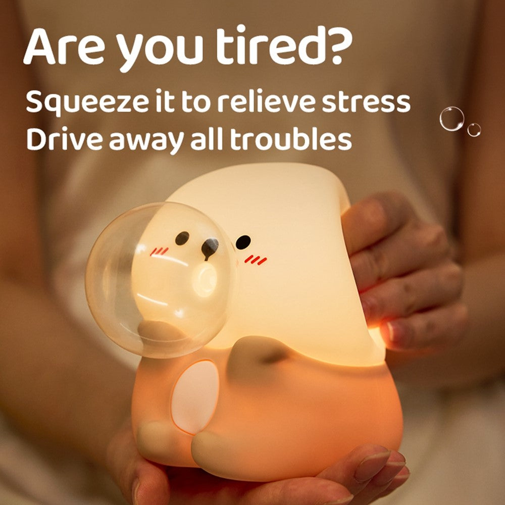 A066 Otter Bubble Blowing Night Light Baby Squishy Adorable Silicone Lamp