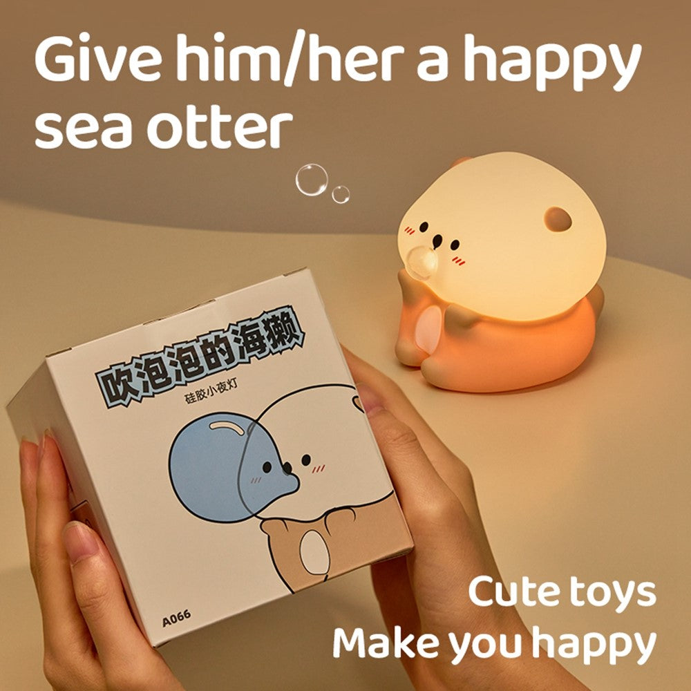 A066 Otter Bubble Blowing Night Light Baby Squishy Adorable Silicone Lamp