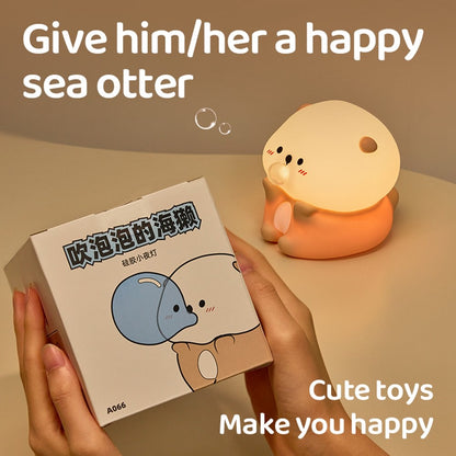 A066 Otter Bubble Blowing Night Light Baby Squishy Adorable Silicone Lamp