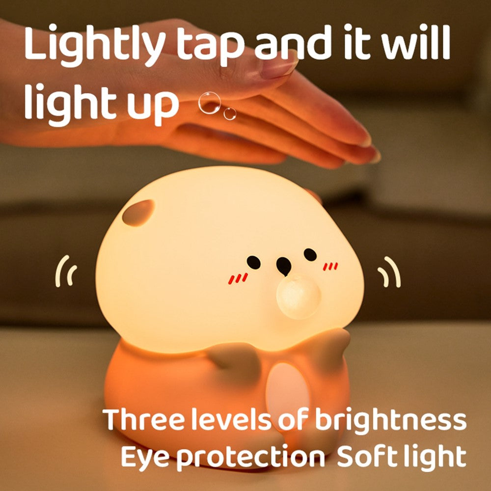 A066 Otter Bubble Blowing Night Light Baby Squishy Adorable Silicone Lamp