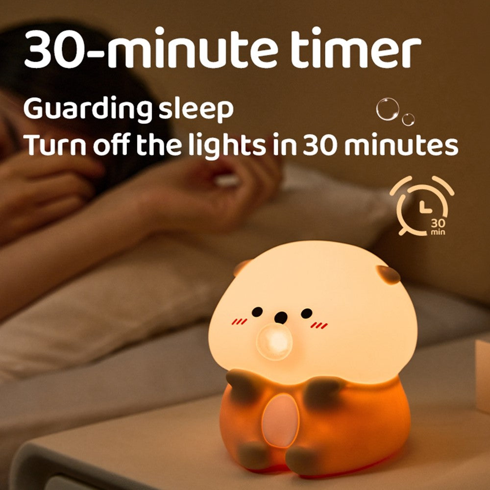 A066 Otter Bubble Blowing Night Light Baby Squishy Adorable Silicone Lamp