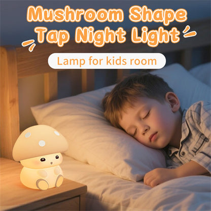 ICARER FAMILY Mushroom Tap Light Silicone Night Light Touch Control with 3 Brightness Levels / Timer Function