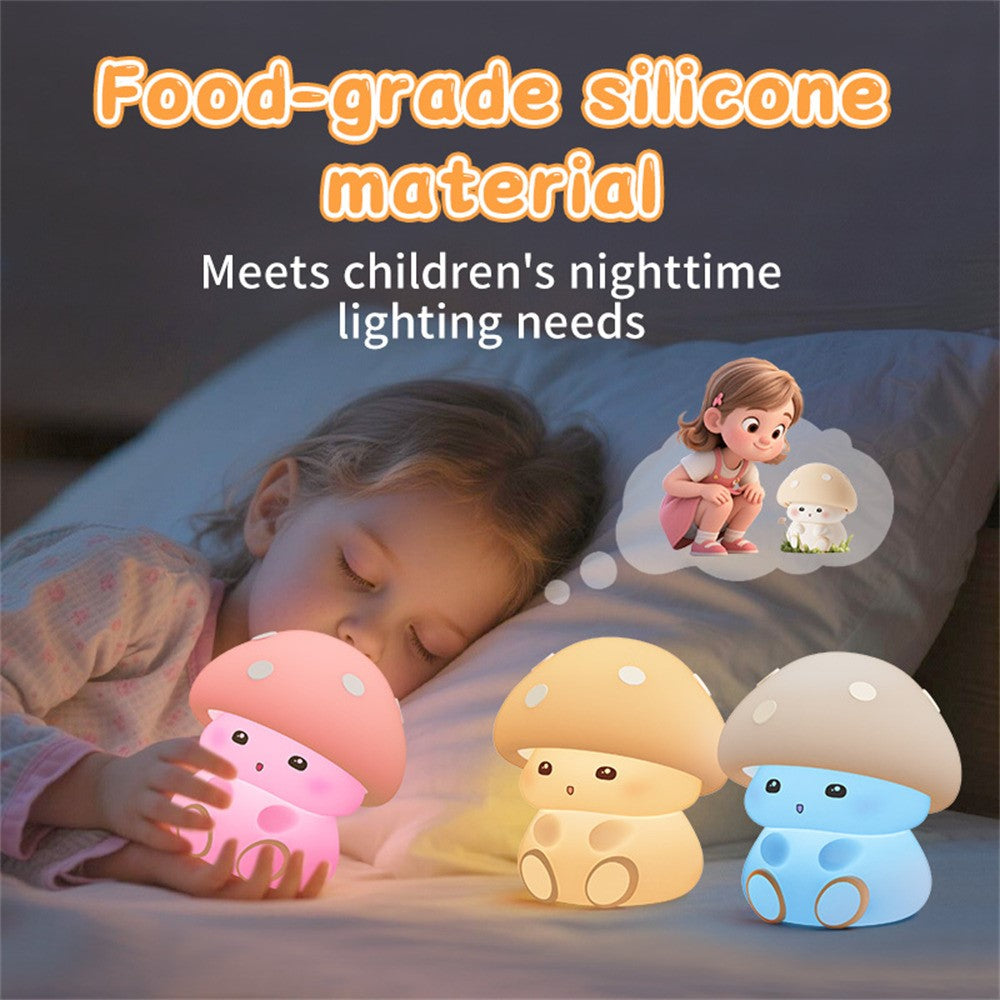 ICARER FAMILY Mushroom Tap Light Silicone Night Light Touch Control with 3 Brightness Levels / Timer Function