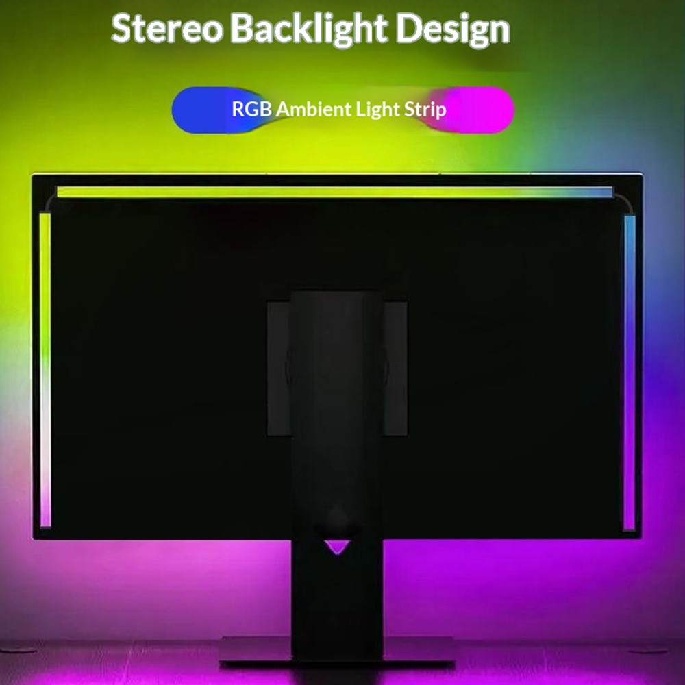 KBB-54 24 inch LED Gaming RGB Ambient Light Strip Silicone Flexible Stick-on Lamp with Wired  /  Remote  /  APP Control for Computer