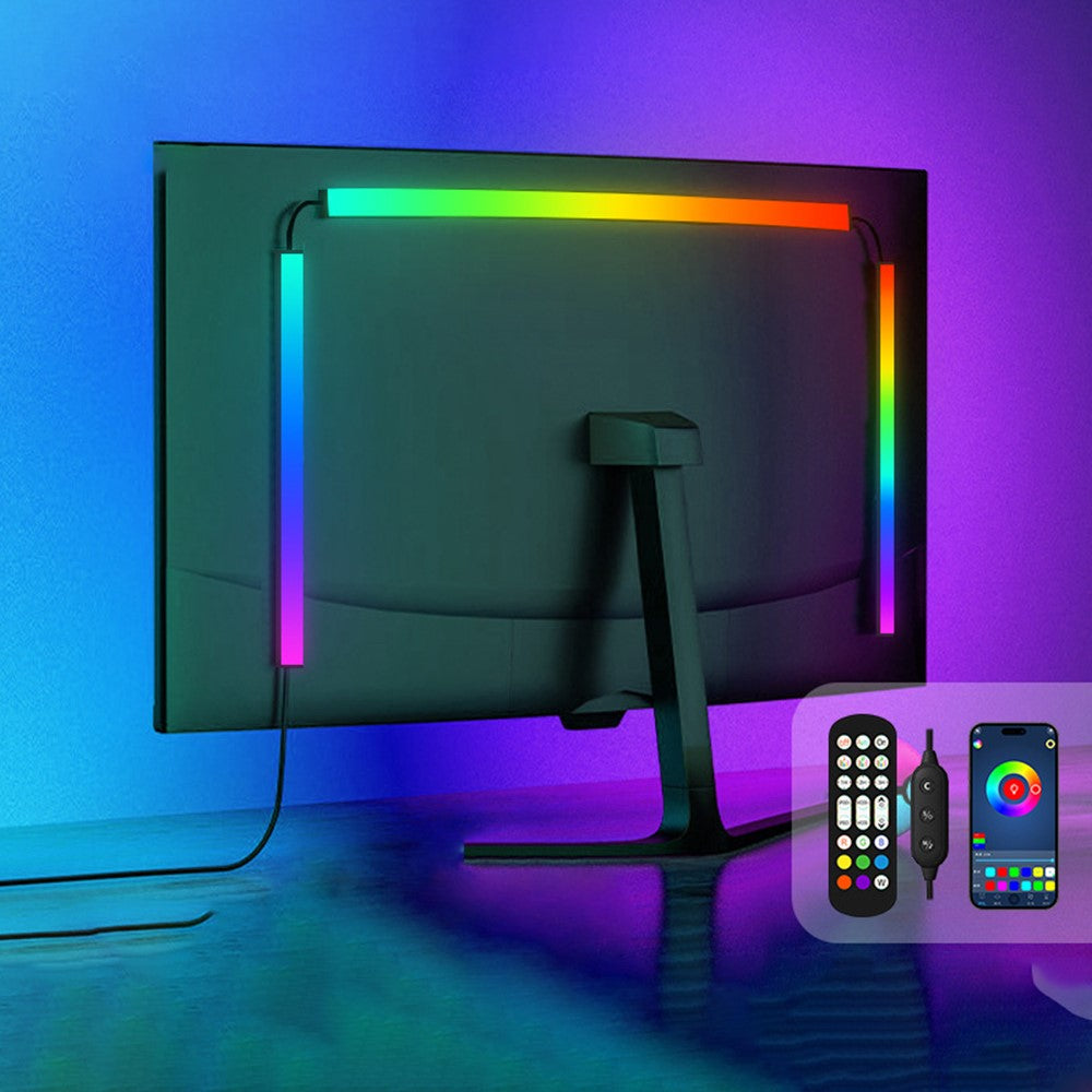 KBB-54 24 inch LED Gaming RGB Ambient Light Strip Silicone Flexible Stick-on Lamp with Wired  /  Remote  /  APP Control for Computer