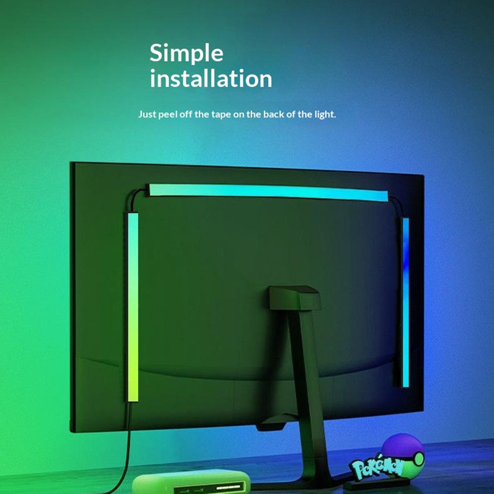 KBB-54 24 inch LED Gaming RGB Ambient Light Strip Silicone Flexible Stick-on Lamp with Wired  /  Remote  /  APP Control for Computer