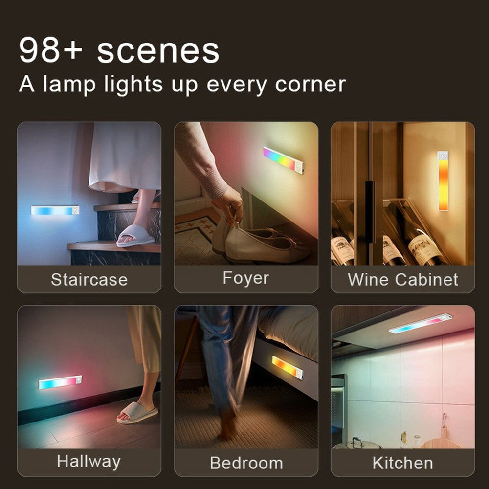L1-021 23.3cm RGB Cabinet Light Magnetic Human Motion Sensor Smart Wall Lamp Long Night Light for Home