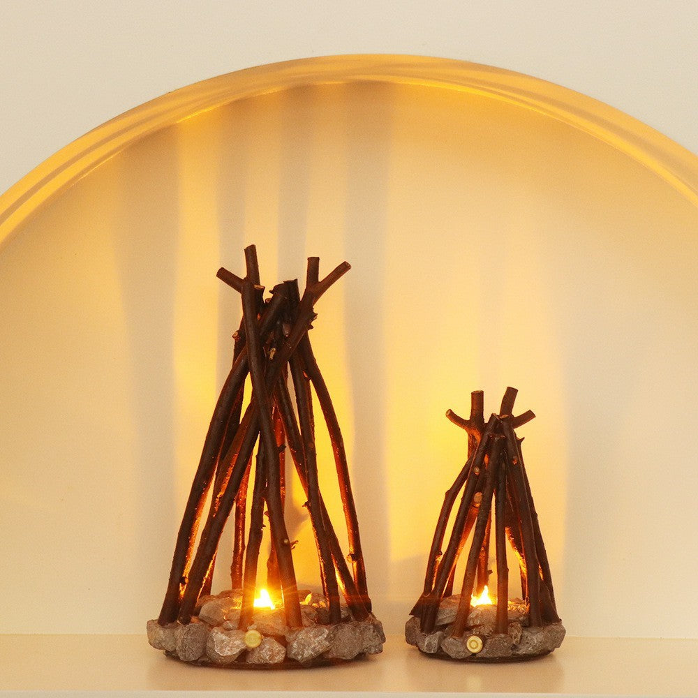 130 x 130 x 245mm Creative LED Campfire Night Light Stone Tree Branch Design Decorative Table Lamp for Bedroom / Living Room