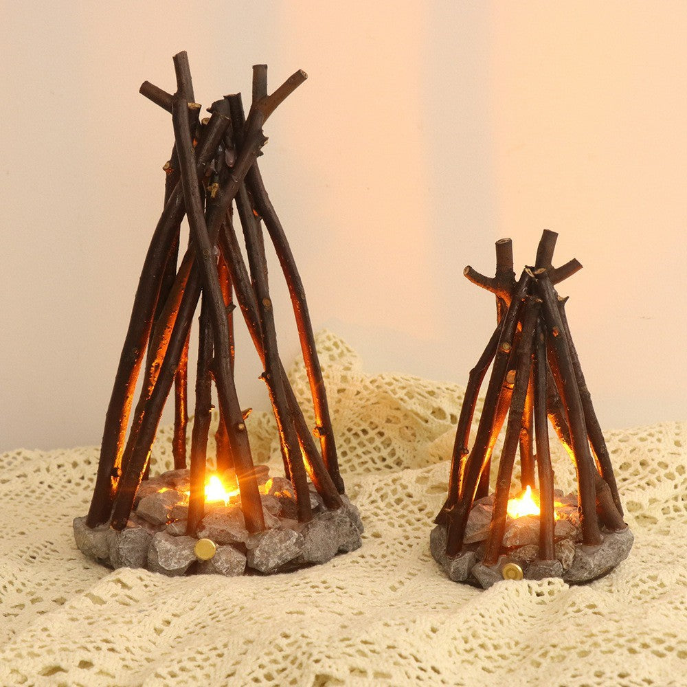 130 x 130 x 245mm Creative LED Campfire Night Light Stone Tree Branch Design Decorative Table Lamp for Bedroom / Living Room
