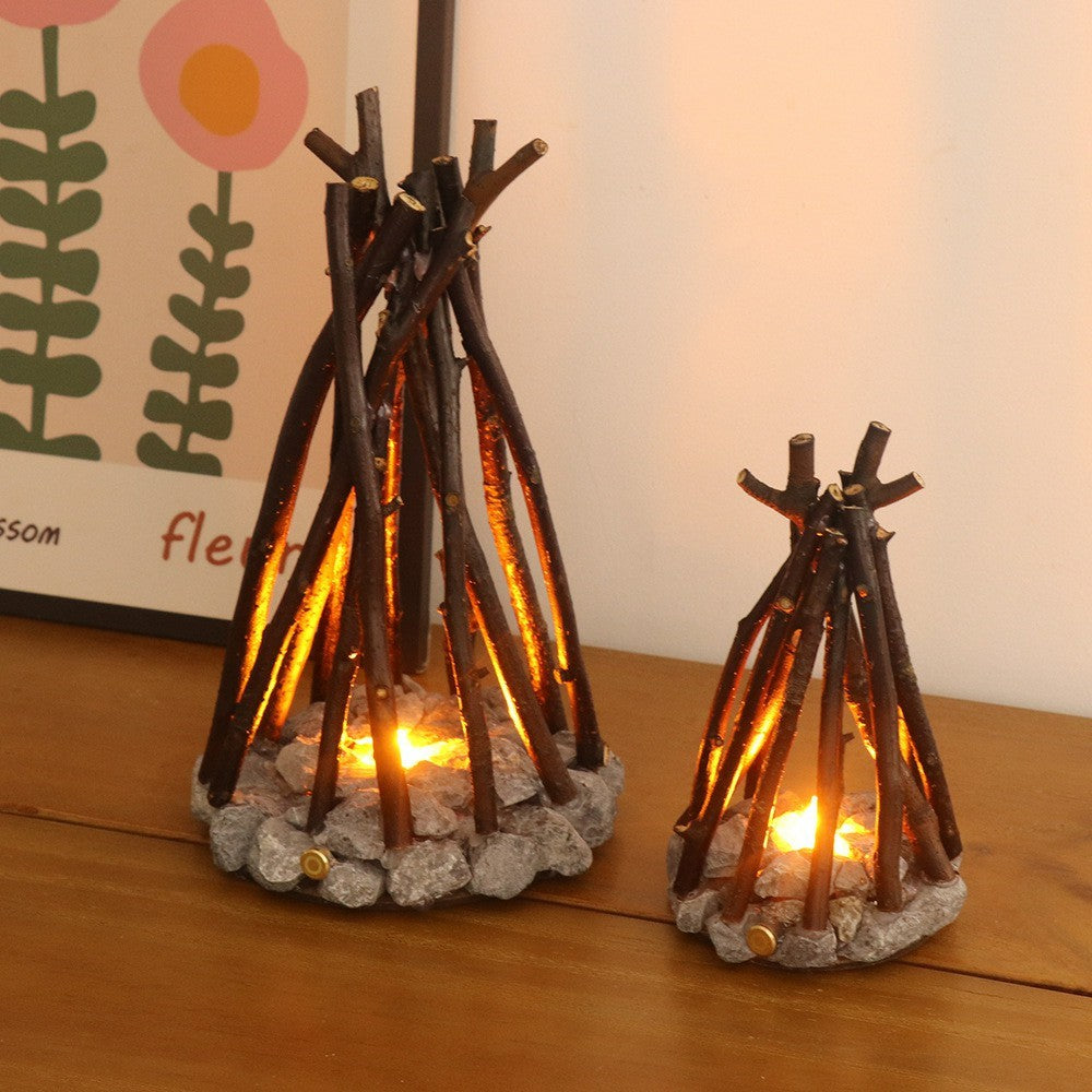 130 x 130 x 245mm Creative LED Campfire Night Light Stone Tree Branch Design Decorative Table Lamp for Bedroom / Living Room