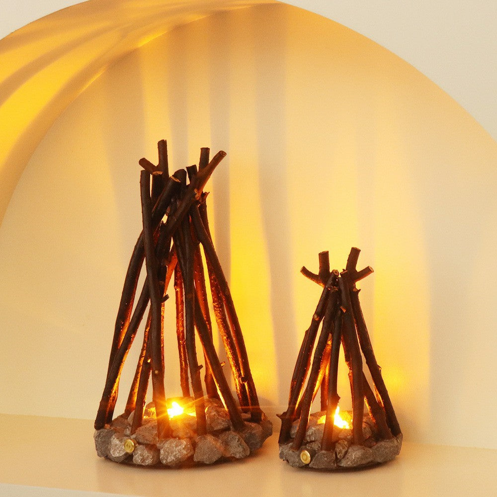 130 x 130 x 245mm Creative LED Campfire Night Light Stone Tree Branch Design Decorative Table Lamp for Bedroom / Living Room
