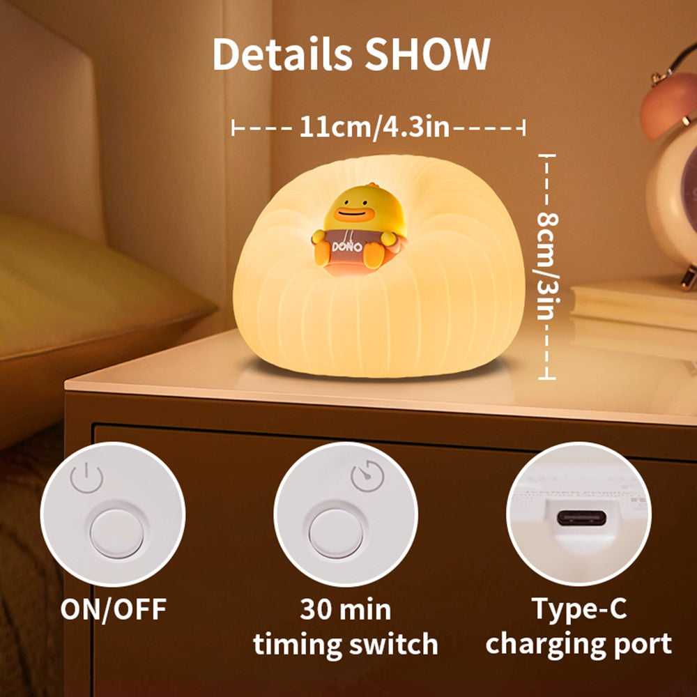 ICARER FAMILY Silicone Sofa Pat Night Light 3 Brightness Levels Timer Function Patting Lamp