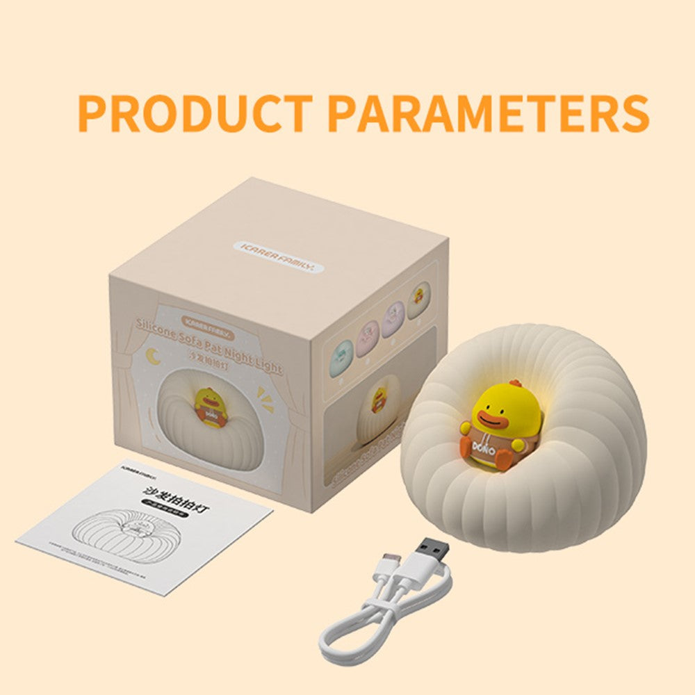 ICARER FAMILY Silicone Sofa Pat Night Light 3 Brightness Levels Timer Function Patting Lamp