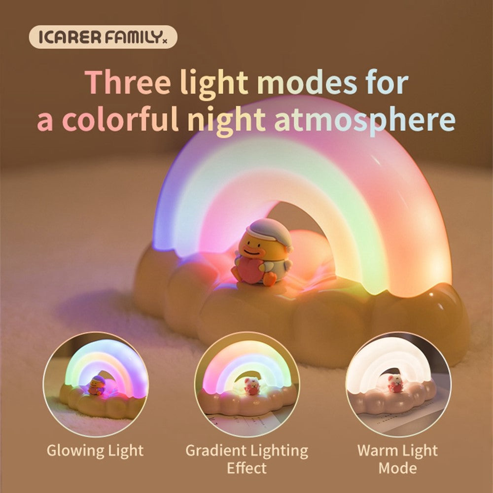 ICARER FAMILY Rainbow Night Light Touch Sensor Bedside Lamp 3 Lighting Modes For Bedroom