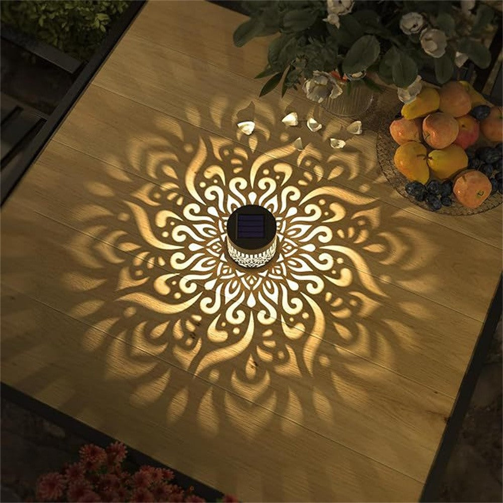 Solar Outdoor Wall Light Waterproof Mandala Pattern Motion Sensor Garden Lamp