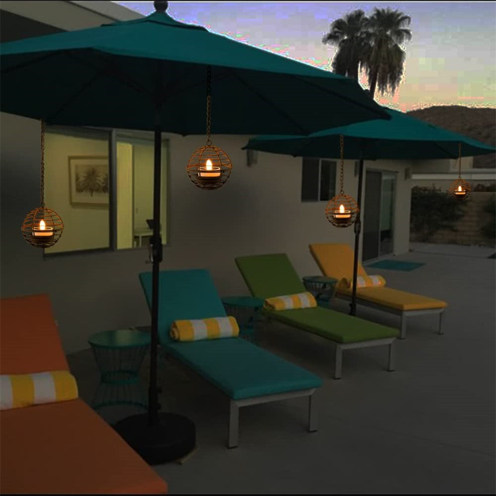 4Pcs Outdoor Solar Hanging Lanterns LED Lights Iron Wire Garden Patio Waterproof Decoration Light