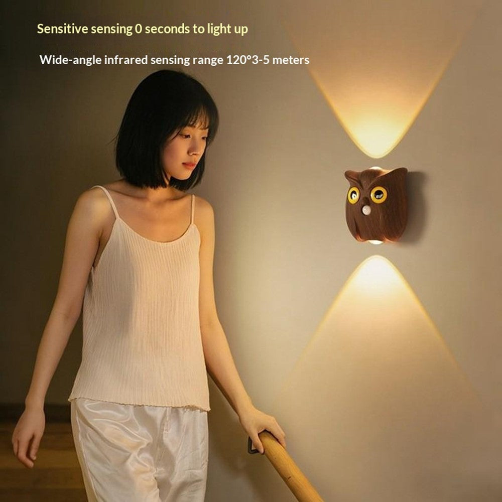 Owl Motion Sensor Night Light Magnetic Rechargeable Wall Light for Hallway Corridor